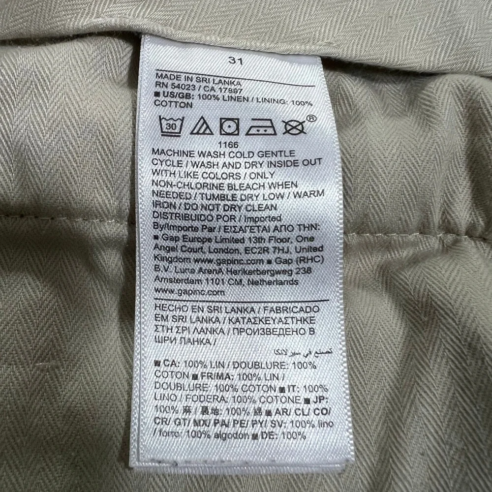 BANANA REPUBLIC Linen Shorts Mens 31 Beige 6in Inseam Flat Front 649162